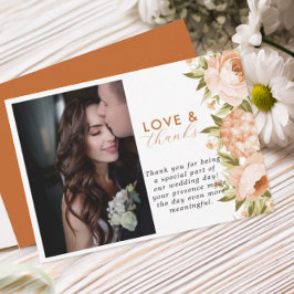 Tarjeta De Agradecimiento Terracotta Rosa floreciente Hidrangea Boda floral