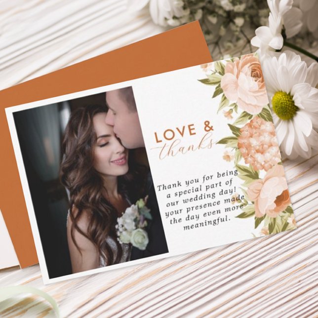 Tarjeta De Agradecimiento Terracotta Rosa floreciente Hidrangea Boda floral (Subido por el creador)