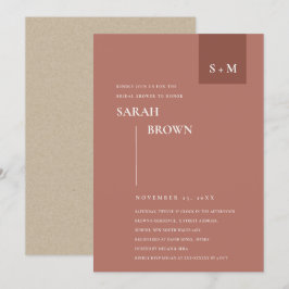TARJETA DE AGRADECIMIENTO TERRACOTTA RUST MONOGRAM BRIDAL SHOWER INVITE