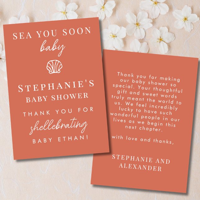 Tarjeta De Agradecimiento Terracotta Sea You Soon Baby Shower Thank You (Subido por el creador)