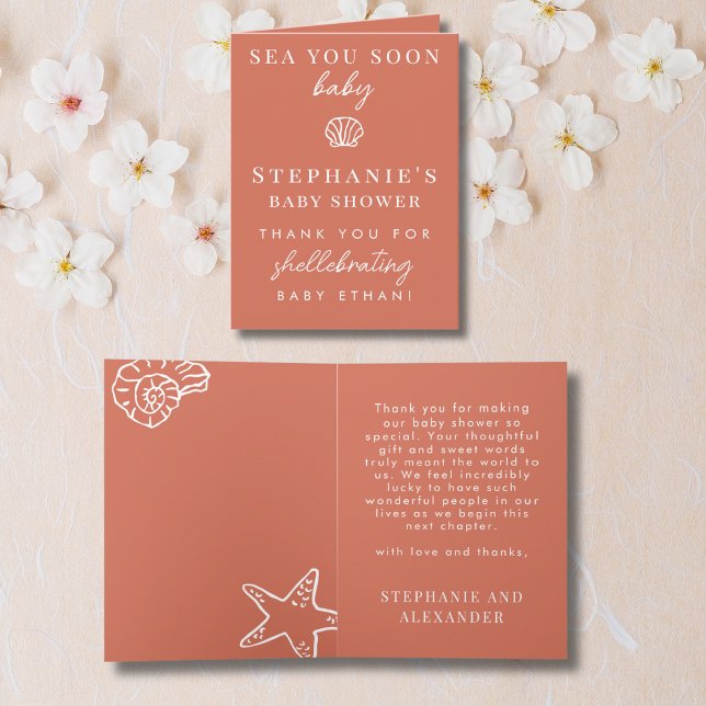 Tarjeta De Agradecimiento Terracotta Sea You Soon Baby Shower Thank You (Subido por el creador)