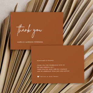 Tarjeta De Agradecimiento Terracotta Simple Boda Gracias Cartas