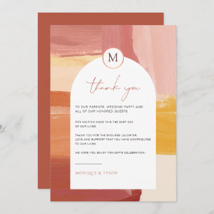Tarjeta De Agradecimiento Terracotta Sunrise   Mesa Boda Gracias