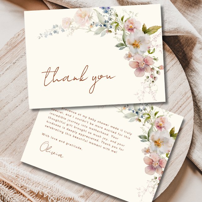 Tarjeta De Agradecimiento Terracotta Wildflower Baby Shower (Subido por el creador)