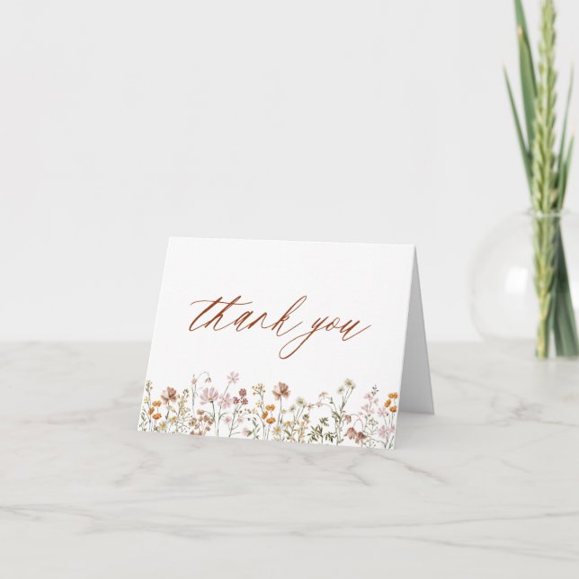 Tarjeta De Agradecimiento Terracotta Wildflower Bridal Shower (Anverso)