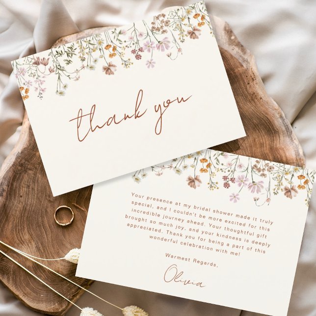 Tarjeta De Agradecimiento Terracotta Wildflower Bridal Shower (Subido por el creador)