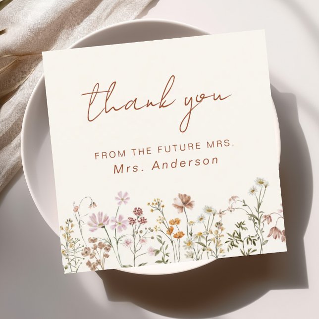 Tarjeta De Agradecimiento Terracotta Wildflower Bridal Shower (Subido por el creador)
