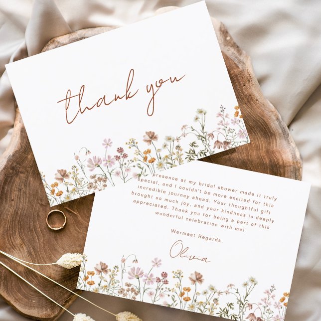 Tarjeta De Agradecimiento Terracotta Wildflower Bridal Shower (Subido por el creador)