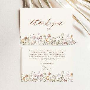 Tarjeta De Agradecimiento Terracotta Wildflower Bridal Shower