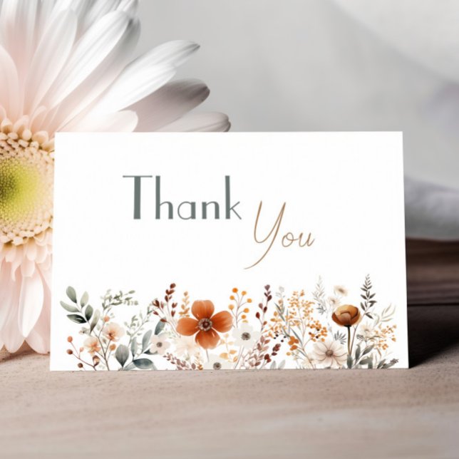 Tarjeta De Agradecimiento Terracotta Wildflower Gender Neutral Baby Shower (Subido por el creador)