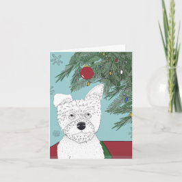 Tarjeta De Agradecimiento Terrier con árbol de Navidad