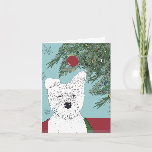 Tarjeta De Agradecimiento Terrier con árbol de Navidad (Anverso)