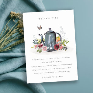Tarjeta De Agradecimiento Tetera Floral Rosas Alegres Encantadoras Regalo de