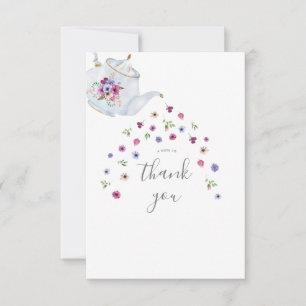 Tarjeta De Agradecimiento Tetera Floral Té de Boda 