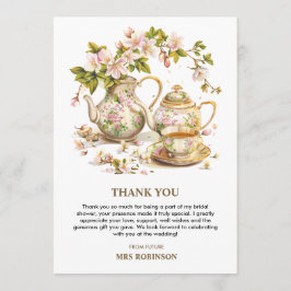 Tarjeta De Agradecimiento Tetera Floral Tiempo para Té Despedida de Soltera