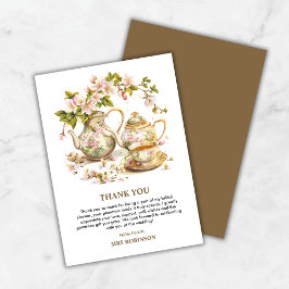 Tarjeta De Agradecimiento Tetera Floral Tiempo para Té Despedida de Soltera