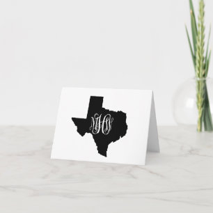 Tarjeta De Agradecimiento Texas Black White 3 Inin Vine Monograma DIY BG