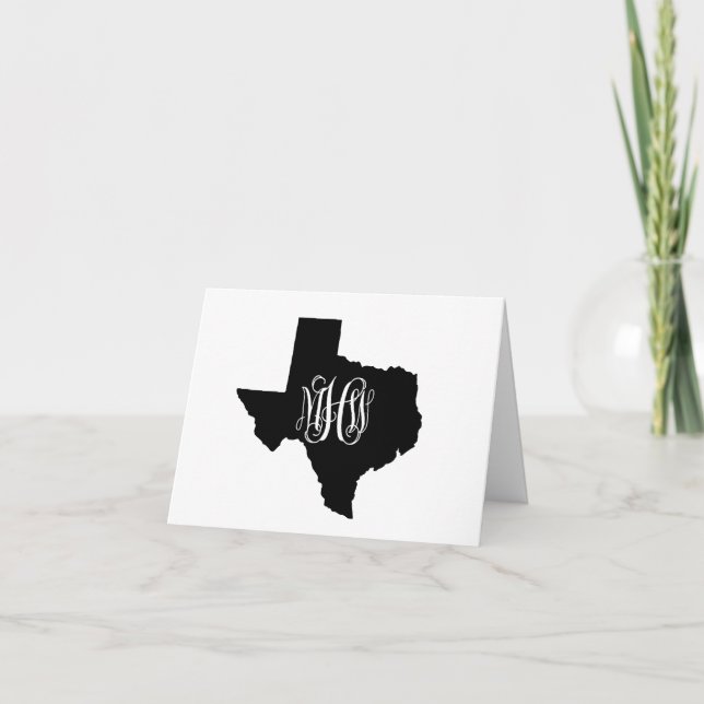 Tarjeta De Agradecimiento Texas Black White 3 Inin Vine Monograma DIY BG (Anverso)