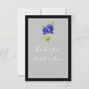 Tarjeta De Agradecimiento Texas Bluebonnets sobre gris claro, boda de primav