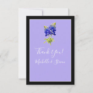 Tarjeta De Agradecimiento Texas Bluebonnets sobre Lavanda, boda de primavera