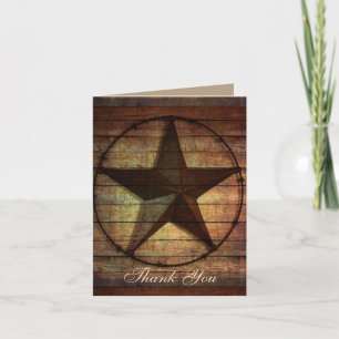 Tarjeta De Agradecimiento texas de madera rústica estrella boda occidental g