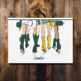 Tarjeta De Agradecimiento Texas Ladies Moda Cowboy Boot Gold Green