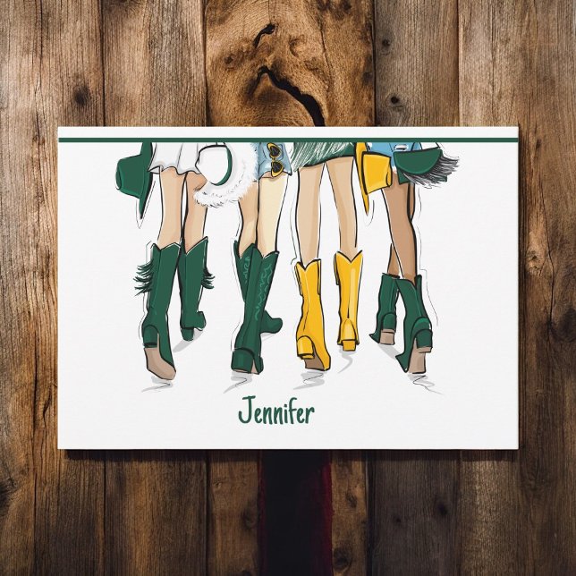 Tarjeta De Agradecimiento Texas Ladies Moda Cowboy Boot Gold Green (Subido por el creador)