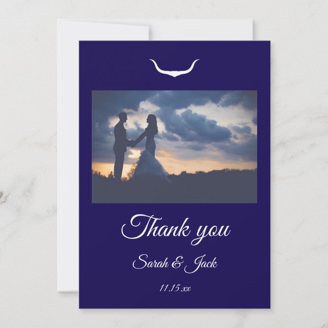 Tarjeta De Agradecimiento Texas Longhorn Wedding Flat Thank You Card (Anverso)
