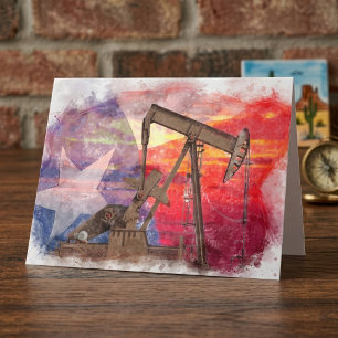 Tarjeta De Agradecimiento Texas Oil Pumpjack: Arte patrimonial del estado de