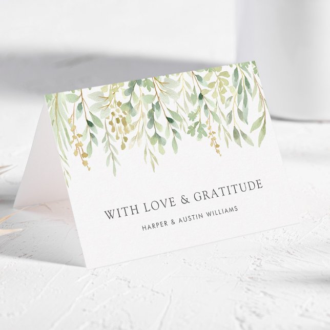 Tarjeta De Agradecimiento TEXT PERSONALIZADO Foliage Botánica Verde (Subido por el creador)