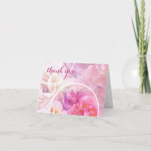 Tarjeta De Agradecimiento Texto a Mano Escrito Gracias Rosas Acuarela Chic