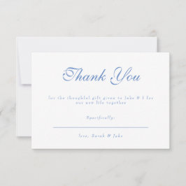 Tarjeta De Agradecimiento Texto Azul Boda Blanca Gracias