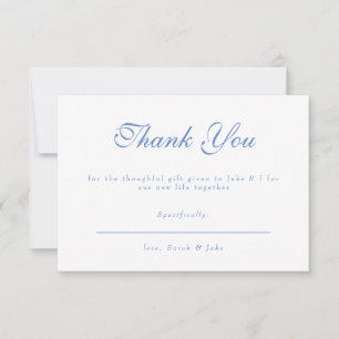 Tarjeta De Agradecimiento Texto Azul Boda Blanca Gracias