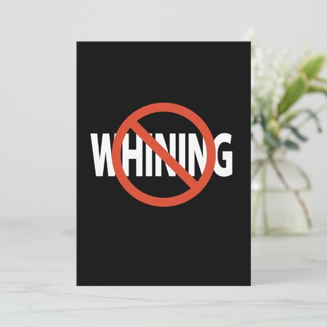 Tarjeta De Agradecimiento Texto Blanco Sin Lloriqueos Negro (Anverso de pie)