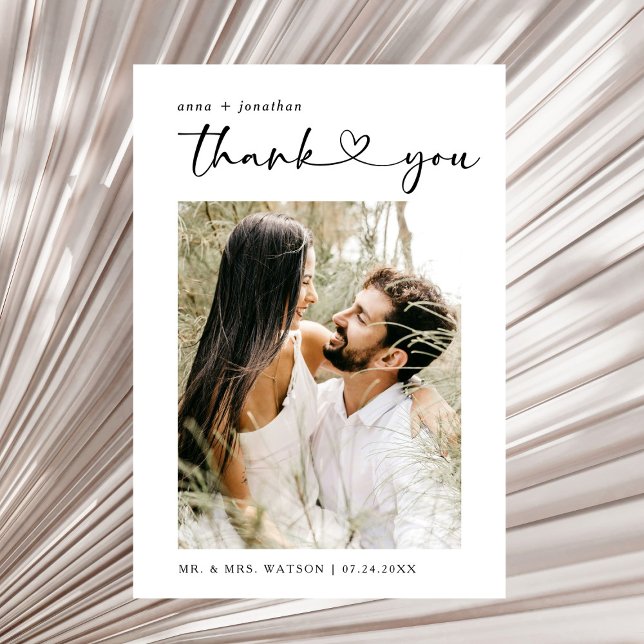 Tarjeta De Agradecimiento Texto de guión simple y Boda de fotos Gracias (Subido por el creador)