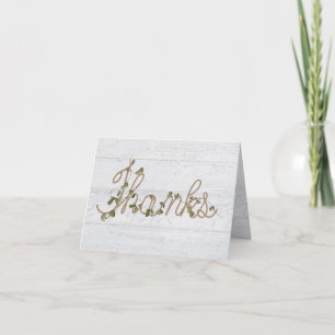 Tarjeta De Agradecimiento Texto de Rope THANKS en Whitewashed Wood Gracias C