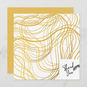 Tarjeta De Agradecimiento Texto elegante dorado blanco y negro