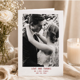 Tarjeta De Agradecimiento Texto y Foto Simple y Elegante | Boda