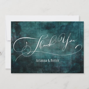 Tarjeta De Agradecimiento Textura Grunge Verde Acuario Rascada de Tipo Elega