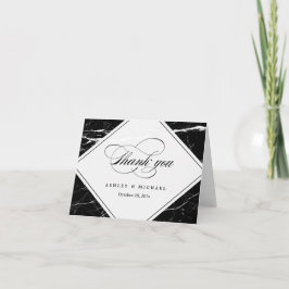 Tarjeta De Agradecimiento Textura moderna de mármol negro gracias