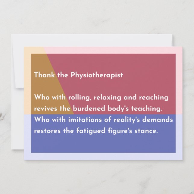 Tarjeta De Agradecimiento Thank the Physiotherapist (Anverso)