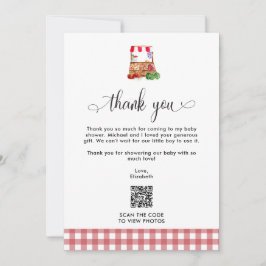Tarjeta De Agradecimiento Thank you Baby Shower Locally Grown Farm QR Code