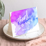 Tarjeta De Agradecimiento Thank you Bat Bar Mitzvah Watercolor Blue Purple<br><div class="desc">Say thank you to your guests with these beautiful watercolor Bat or Bar Mitzvah cards.  White letters with star of David in middle.  Black cards,  room to write personal message.  Get matching collection!</div>