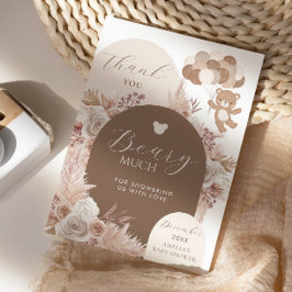 Tarjeta De Agradecimiento Thank You Beary Much Neutral Teddy Bear Boho