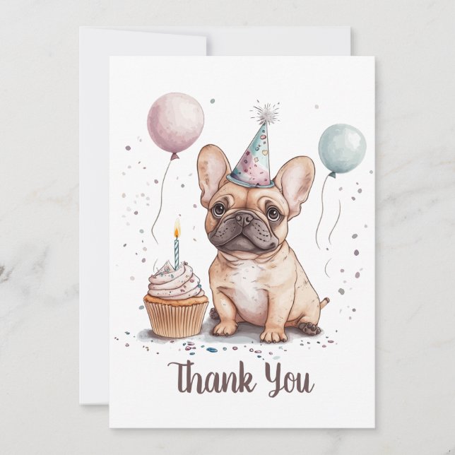 Tarjeta De Agradecimiento Thank You Birthday French Bulldog (Anverso)