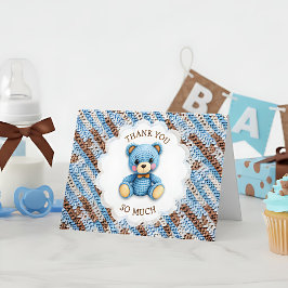 Tarjeta De Agradecimiento Thank You | Boy's Baby Shower Crochet Bear