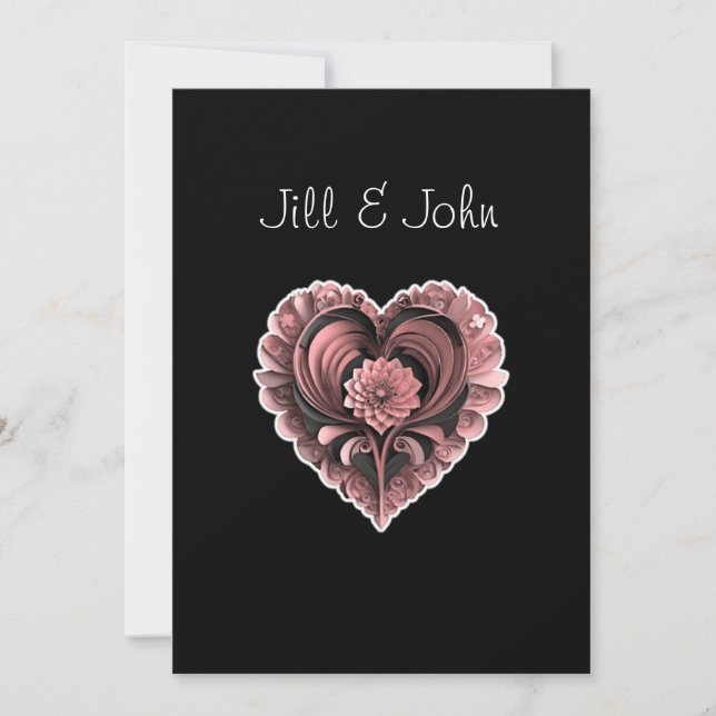 Tarjeta De Agradecimiento  Thank You Bridal Shower Note Heart Wedding  (Anverso)