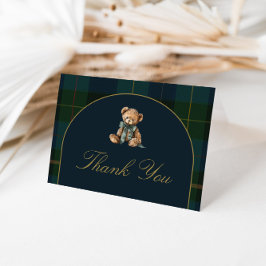 Tarjeta De Agradecimiento Thank You Card Classic Dark Green + Blue Plaid 