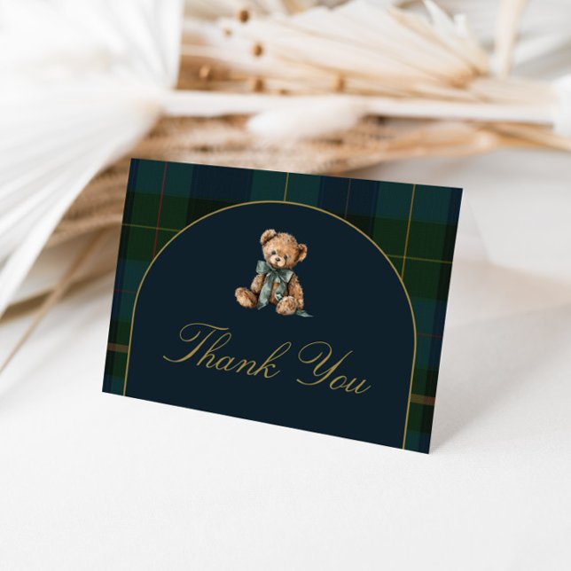 Tarjeta De Agradecimiento Thank You Card Classic Dark Green + Blue Plaid  (Subido por el creador)