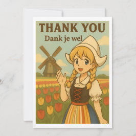 Tarjeta De Agradecimiento Thank You Card - Dutch Girl in Tulip Field